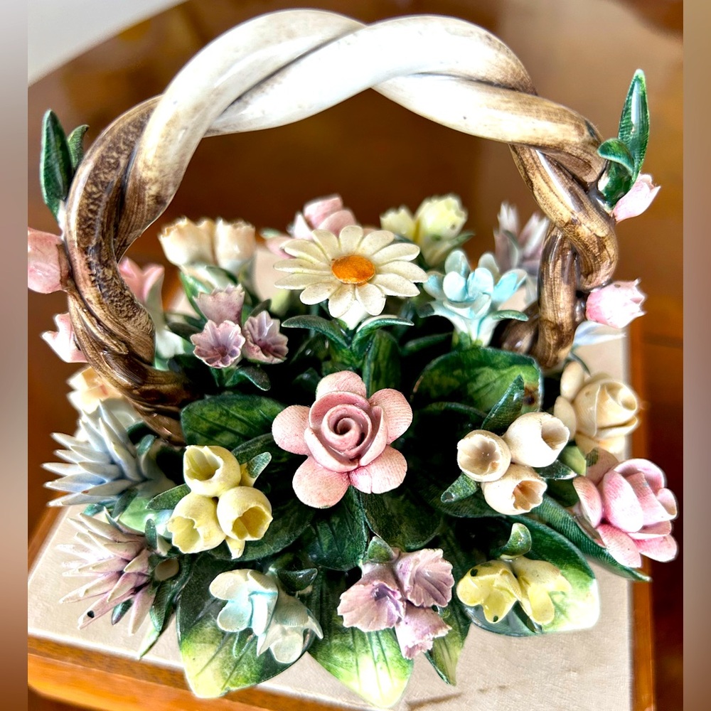 Capodimonte porcelain flower basket